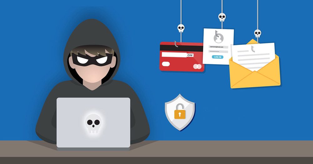 Cyber Threat Illustration of someone at a computer stealing information
